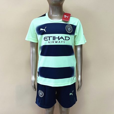 Manchester City III 2022-23 Tricou Deplasare Pentru Copii Verde neon