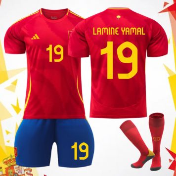 Spania EURO 2024 Roșu Tricou Acasa Lamine Yamal 19 Printing