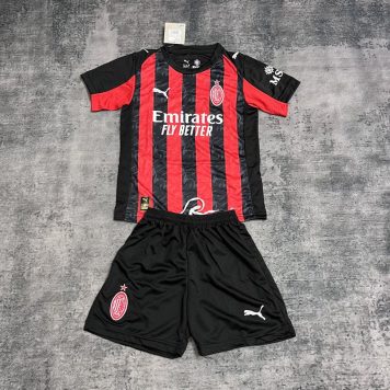 Echipament Fotbal AC Milan Tricou Acasa 2025/26 – Tricou și Pantaloni Scurți pentru Copii